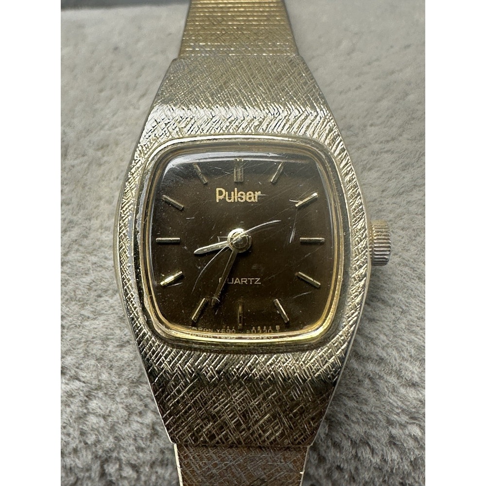 Pulsar Y590-5219 New Battery Ladies Cocktail Watch 16MM 6" Gold Tone Vintage P46